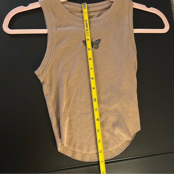 American Eagle Outfitters Tan Ribbed Butterfly Cropped Tank Top Size XS Y2K - Picture 5 of 5